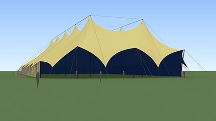 Veilige tenten met open eindstuk